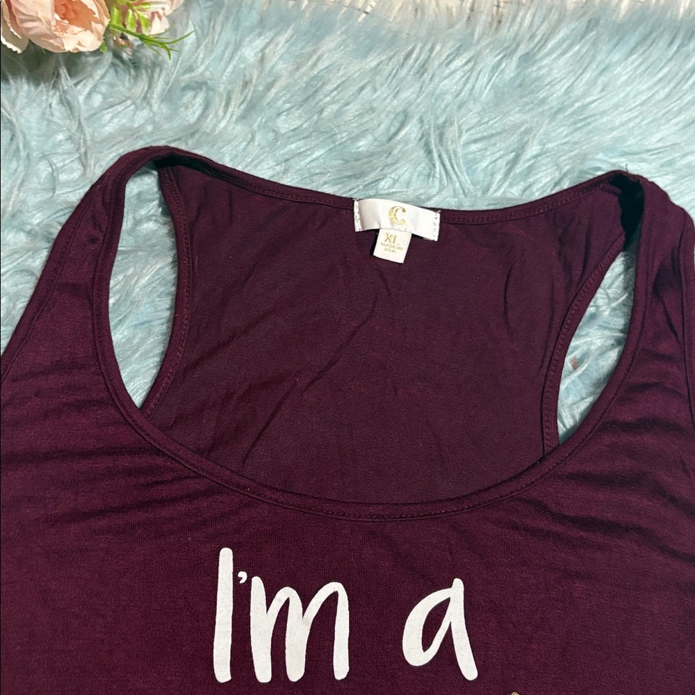 C Brand Maroon I’m a Football and Wine Kind of Girl Tank Top - Picture 3 of 7